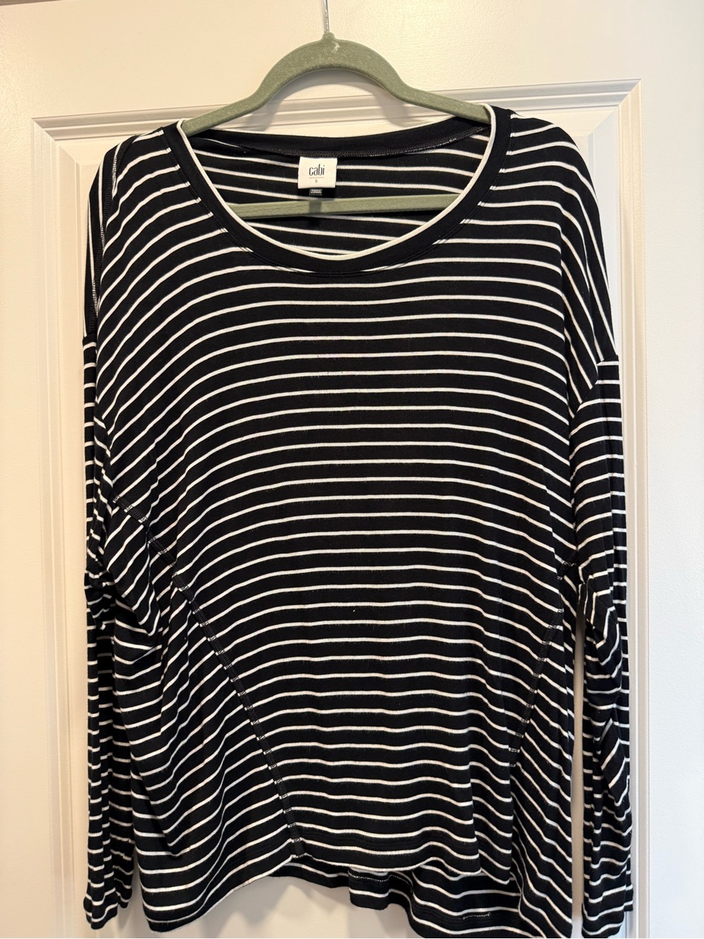 CAbi Black & White Striped Long-Sleeve Tee